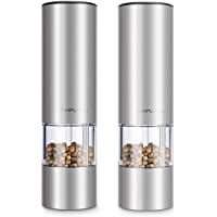 Los mejores  - SIMPLETASTE Molinillo eléctrico de pimienta con rotor de cerámica ajustable y funcionamiento simple al tacto- juego de 2…